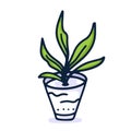 Home plant hand draw icon in cartoon style on white background. Doodle vector illustration Royalty Free Stock Photo