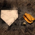 Home Plate with Glove and Baseball Royalty Free Stock Photo