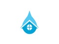 Home plumber icon inside a drop of water for the house repair sanitary, logo design