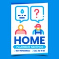 Home Plumber Service Creative Promo Poster Vector