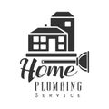Home Plumbing, Repair and Renovation Service Black And White Sign Design Template With Text And House Silhouette