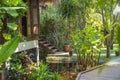 Home and pond in tropical garden, island Koh Phangan, Thailand Royalty Free Stock Photo