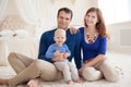 Home portrait of a happy young family Royalty Free Stock Photo