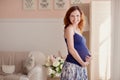 Home portrait of pregnant woman Royalty Free Stock Photo