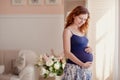 Home portrait of pregnant woman Royalty Free Stock Photo