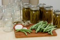 Home Preserving of green beans.