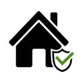 Home protect icon in flat. Home with shield symbol