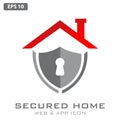 Home Protect logo design template. Vector shield and house logotype illustration