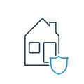 Home protection icon. Insurance of real estate. House security. Protection of real estate. Home and shield line icon. Vector Royalty Free Stock Photo