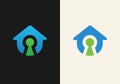 Home protection logo set, house and key hole icon - Vector,