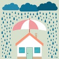 Home protection plan concept. Vector illustration in flat design