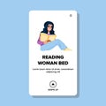 home reading woman bed vector