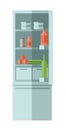 Home refrigerator with food and drink. Vector illustration in flat style, isolated on white. Royalty Free Stock Photo