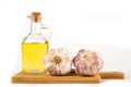 Home remedy for cold garlic. Squeezed vegetable juice in a bottle Royalty Free Stock Photo