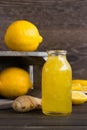 Home remedy for colds from lemon, honey and ginger Royalty Free Stock Photo