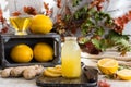 Home remedy for colds from lemon, honey and ginger Royalty Free Stock Photo