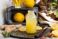 Home remedy for colds from lemon, honey and ginger Royalty Free Stock Photo