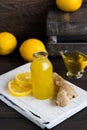 Home remedy for colds from lemon, honey and ginger Royalty Free Stock Photo