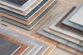 Home renovate with wood tile. sample of wood material construction Royalty Free Stock Photo