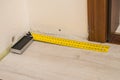 Renovations tools, tape measure, industrial ruler