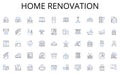 Home renovation line icons collection. Portable, Compact, Convenient, Lightweight, Versatile, Productive, Efficient Royalty Free Stock Photo