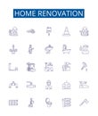 Home renovation line icons signs set. Design collection of Renovate, Remodel, Redecorate, Repair, Update, Decorate