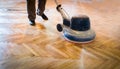 Home renovation, parquet sanding, polishing Royalty Free Stock Photo