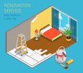Home renovation service business flat 3d isometric web template Royalty Free Stock Photo