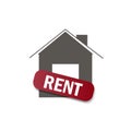 Home rent icon flat color