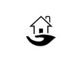 Home Rent icon with House and Hand Underneath