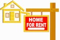 Home for rent sign board with post and home icon design Royalty Free Stock Photo