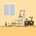 Home repair banner. ÃÂ¡onstruction tools. Hand tools for home renovation and construction. Flat style, vector illustration. Royalty Free Stock Photo