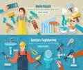 Home Repair Banner Set Royalty Free Stock Photo