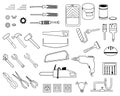 Home repair big line icon setwith different work tools. llustration for repair theme, doodle style Royalty Free Stock Photo