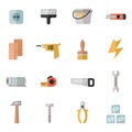 Home repair and construction multicolored flat icons set. Minimalistic design. Part one. Royalty Free Stock Photo