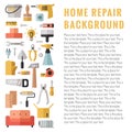 Home repair and construction multicolored flat vertical vector background with place for your text. Modern minimalistic design. Royalty Free Stock Photo