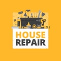 Home repair. Construction tools. Hand tools for home renovation