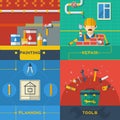 Home Repair 4 Flat Icons Composition Royalty Free Stock Photo