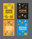 Home Repair Flyer Banner Posters Card Set. Vector Royalty Free Stock Photo