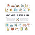 Home repair flyer Construction icon. House remodel thin line art icons. Vector flat illustration Royalty Free Stock Photo