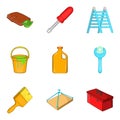 Home repair icons set, cartoon style Royalty Free Stock Photo