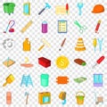 Home repair icons set, cartoon style Royalty Free Stock Photo