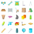 Home repair icons set, cartoon style Royalty Free Stock Photo