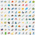 100 home repair icons set, isometric 3d style Royalty Free Stock Photo