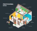 Home Repair Infographic Concept 3d Isometric View. Vector