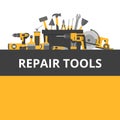 Home repair objects. Construction tools. Hand tools for home renovation and construction. Flat style, vector illustration. Royalty Free Stock Photo