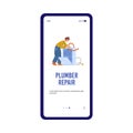Home repair onboarding mobile app page template, flat vector illustration.