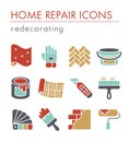 Home repair, remodelling, redecoration icon set Royalty Free Stock Photo