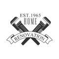 Home Repair and Renovation Service Black And White Sign Design Template With Text And Crossed Wrenches