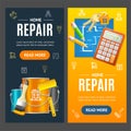 Home Repair Service Banner Vecrtical Set. Vector